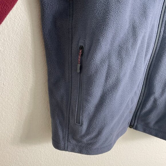 LL Bean Mens Large Tall Slightly Fitted Fleece Jacket Full Zip Up Gray Burgundy - Picture 5 of 6